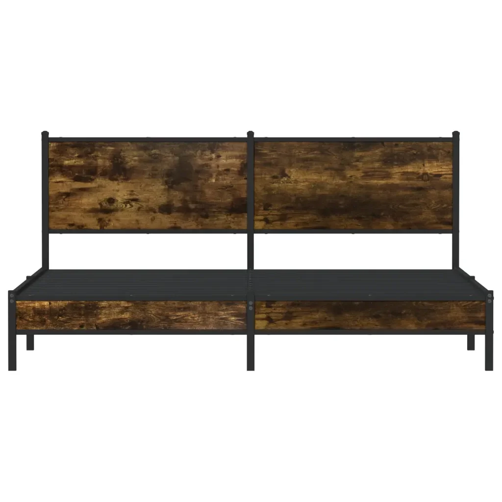 Letto matrimoniale | Letto per adulti | Giroletto senza Materaso in Metallo Rovere Fumo 183x213 cm - Image 5