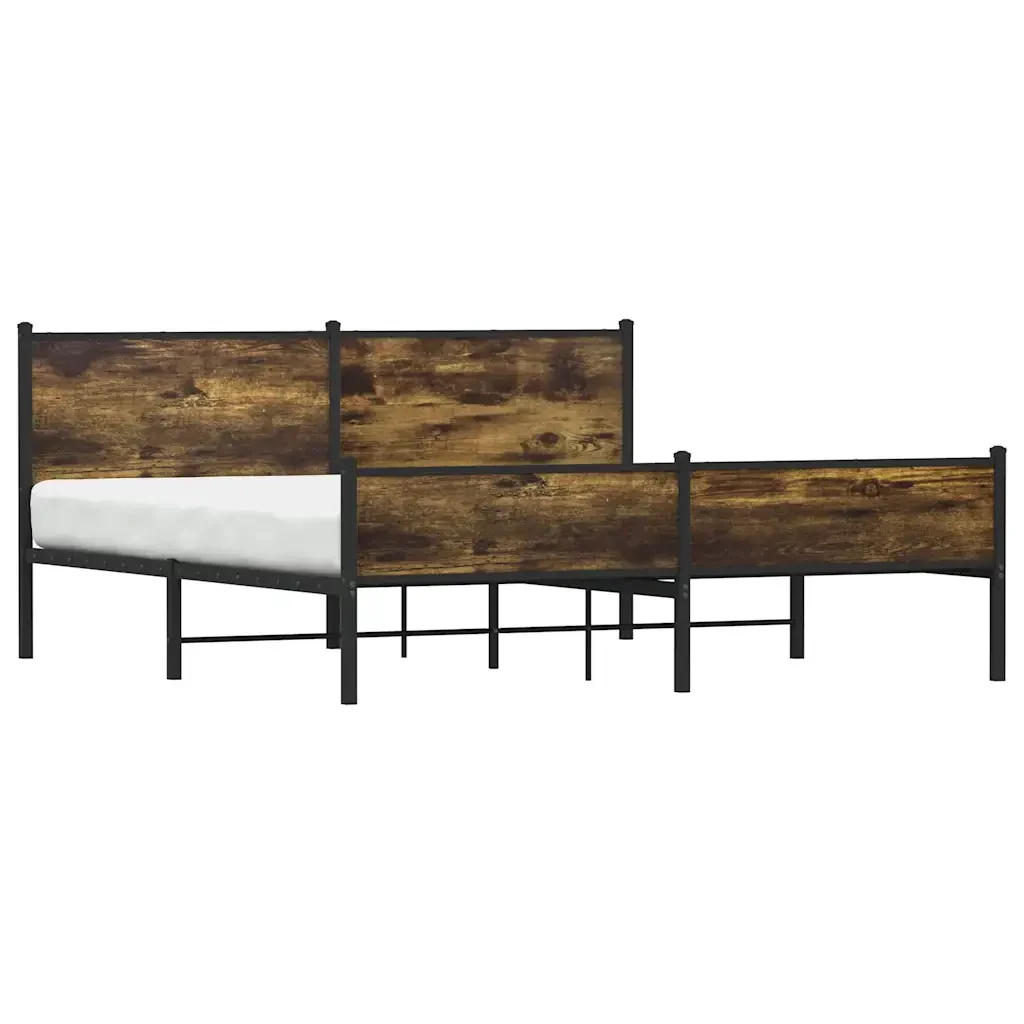 Letto matrimoniale | Letto per adulti | Giroletto senza Materaso in Metallo Rovere Fumo 183x213 cm - Image 4