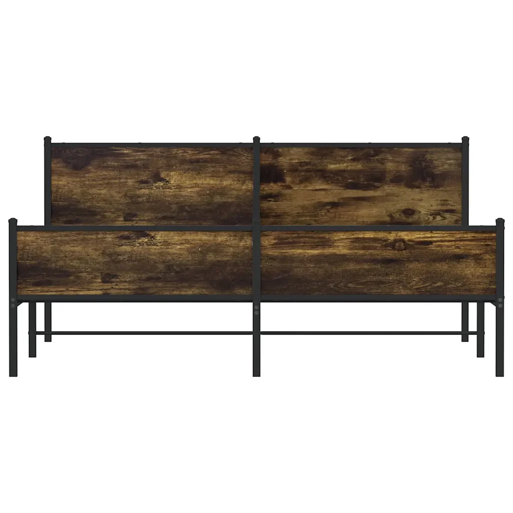 Letto matrimoniale | Letto per adulti | Giroletto senza Materaso in Metallo Rovere Fumo 183x213 cm - Image 5