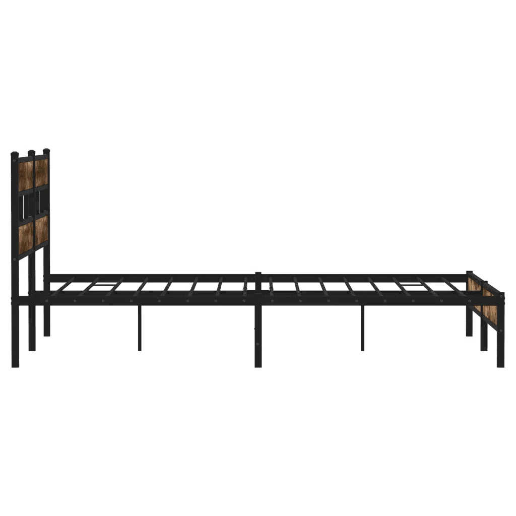 Letto matrimoniale | Letto per adulti | Giroletto senza Materaso in Metallo Rovere Fumo 183x213 cm - Image 5