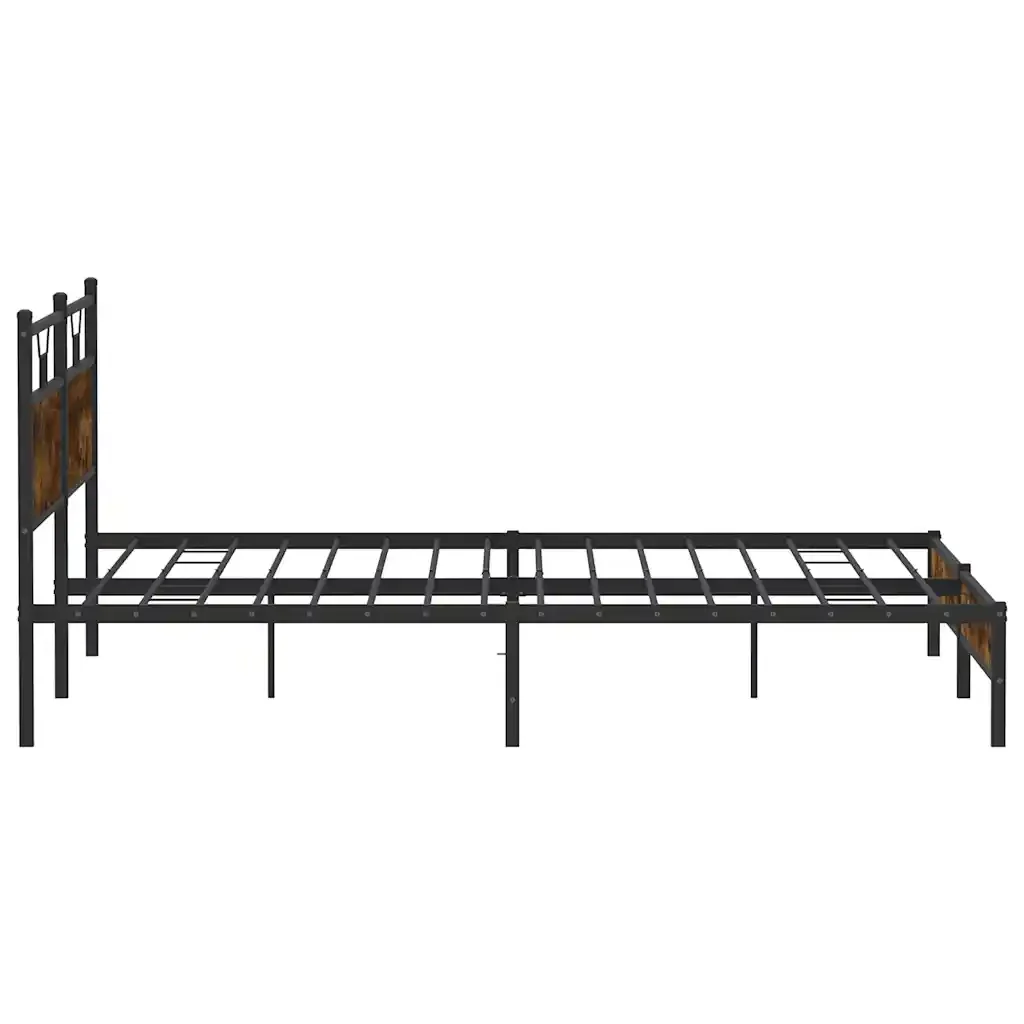 Letto matrimoniale | Letto per adulti | Giroletto senza Materaso in Metallo Rovere Fumo 193x201 cm - Image 7