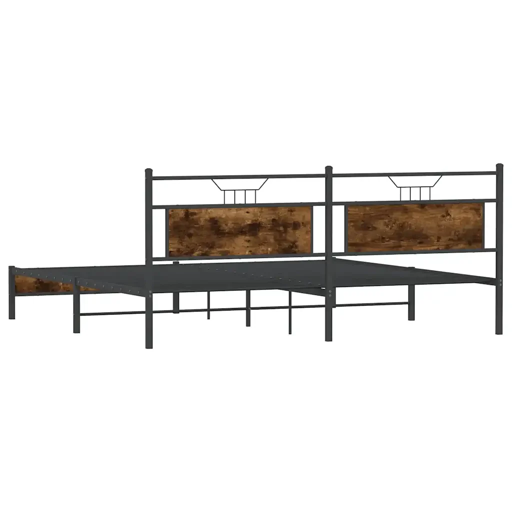 Letto matrimoniale | Letto per adulti | Giroletto senza Materaso in Metallo Rovere Fumo 193x201 cm - Image 8