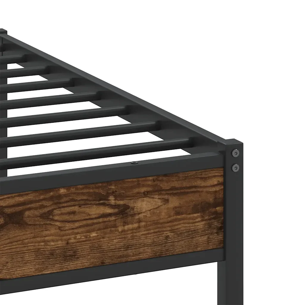 Letto matrimoniale | Letto per adulti | Giroletto senza Materaso in Metallo Rovere Fumo 193x201 cm - Image 10