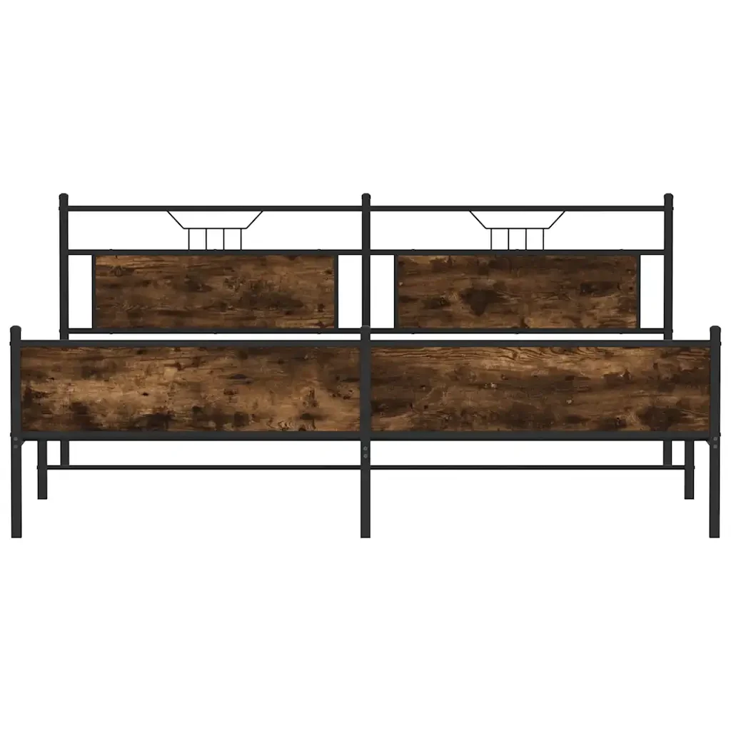 Letto matrimoniale | Letto per adulti | Giroletto senza Materaso in Metallo Rovere Fumo 193x201 cm - Image 6