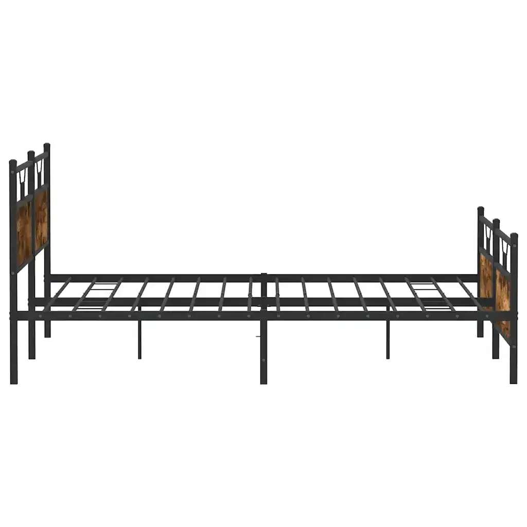 Letto matrimoniale | Letto per adulti | Giroletto senza Materaso in Metallo Rovere Fumo 193x201 cm - Image 7