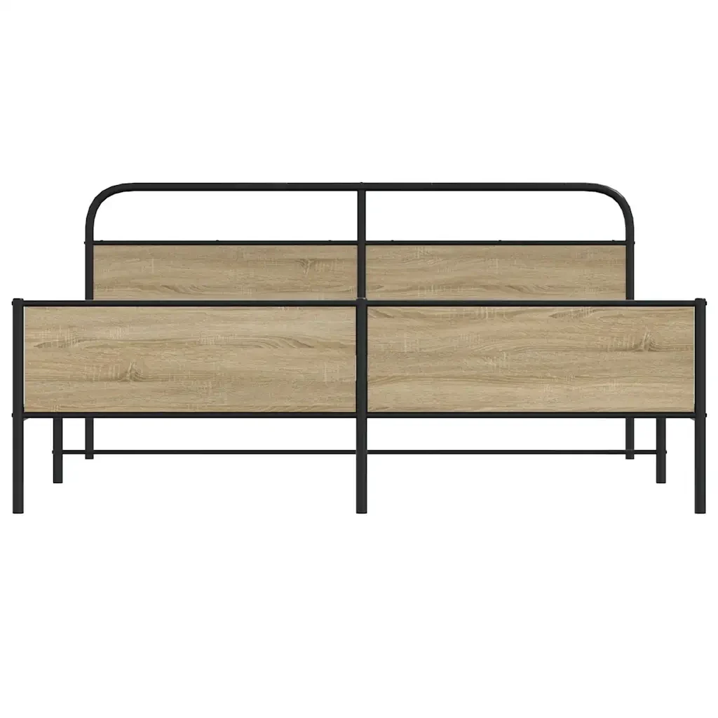 Letto matrimoniale | Letto per adulti | Giroletto senza Materaso in Metallo Rovere Fumo 193x203 cm - Image 5