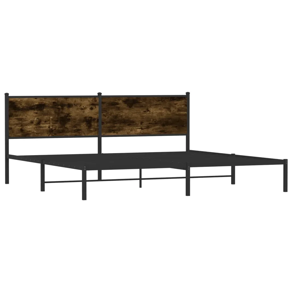 Letto matrimoniale | Letto per adulti | Giroletto senza Materaso in Metallo Rovere Fumo 193x203 cm - Image 4