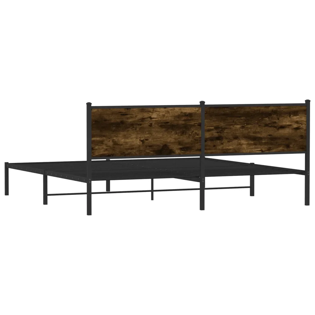 Letto matrimoniale | Letto per adulti | Giroletto senza Materaso in Metallo Rovere Fumo 193x203 cm - Image 7