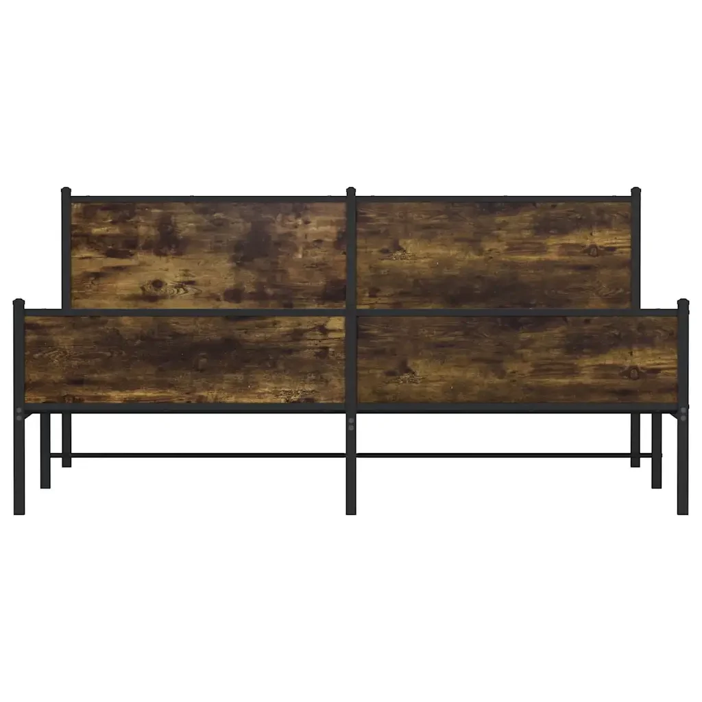 Letto matrimoniale | Letto per adulti | Giroletto senza Materaso in Metallo Rovere Fumo 193x203 cm - Image 5