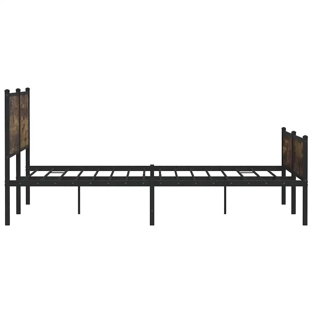 Letto matrimoniale | Letto per adulti | Giroletto senza Materaso in Metallo Rovere Fumo 193x203 cm - Image 6