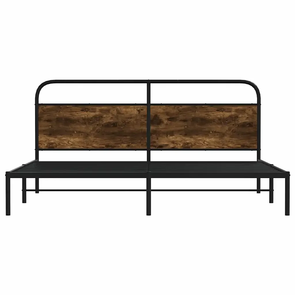 Letto matrimoniale | Letto per adulti | Giroletto senza Materaso in Metallo Rovere Fumo 193x203 cm - Image 5
