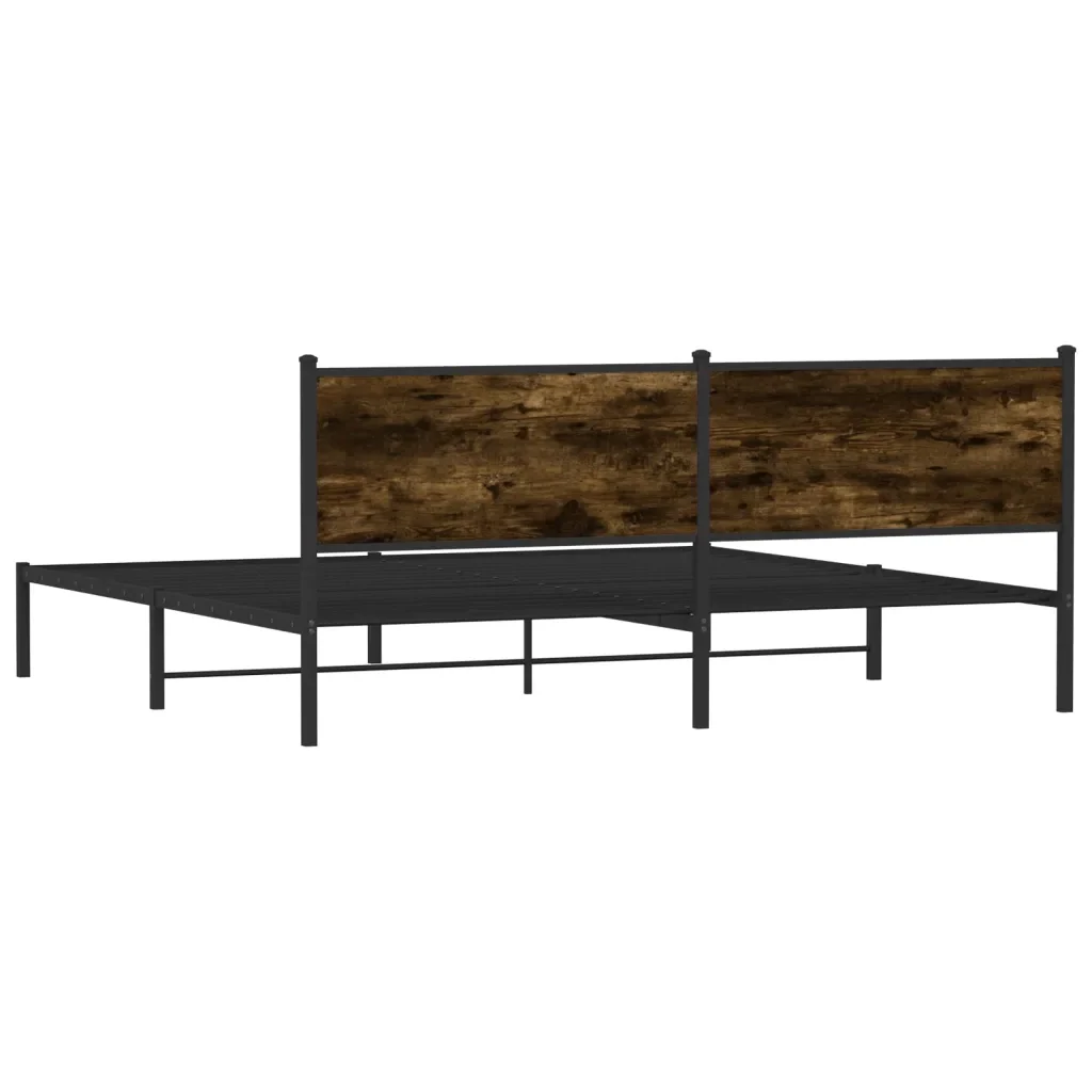 Letto matrimoniale | Letto per adulti | Giroletto senza Materaso in Metallo Rovere Fumo 200x200 cm - Image 7