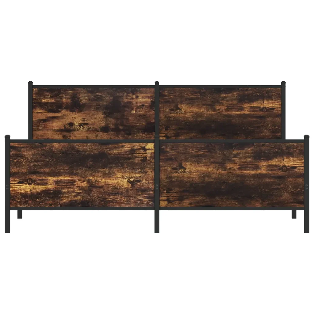 Letto matrimoniale | Letto per adulti | Giroletto senza Materaso in Metallo Rovere Fumo 200x200 cm - Image 5