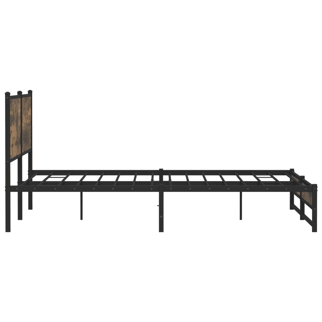 Letto matrimoniale | Letto per adulti | Giroletto senza Materaso in Metallo Rovere Fumo 200x200 cm - Image 6