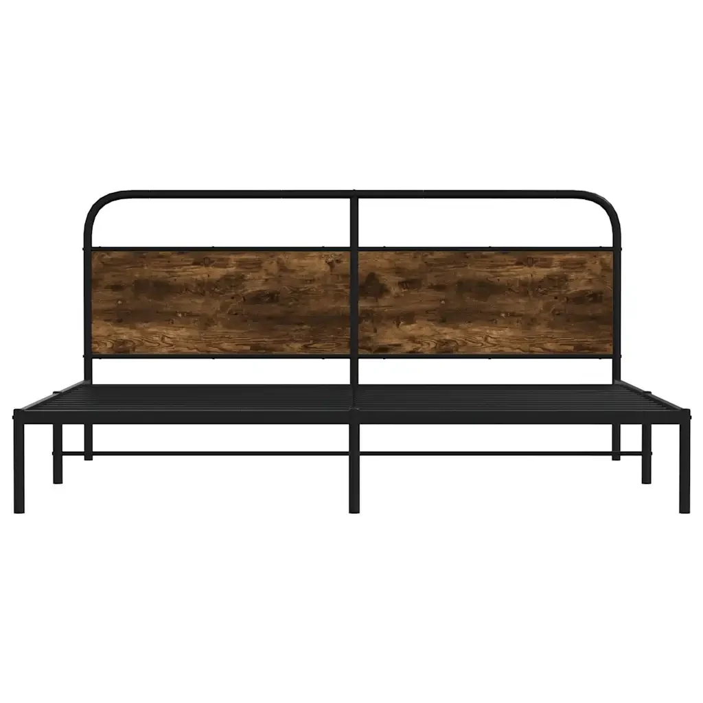 Letto matrimoniale | Letto per adulti | Giroletto senza Materaso in Metallo Rovere Fumo 200x200 cm - Image 5