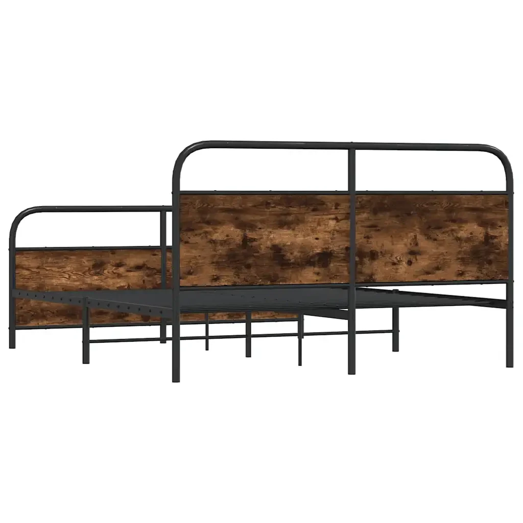Letto matrimoniale | Letto per adulti | Giroletto senza Materaso in Metallo Rovere Fumo 200x200 cm - Image 7
