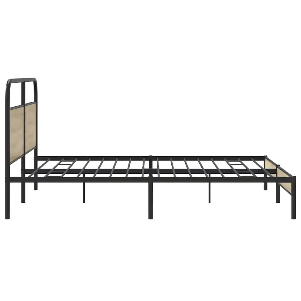 Letto matrimoniale | Letto per adulti | Giroletto senza Materaso in Metallo Rovere Fumo 200x200 cm - Image 6