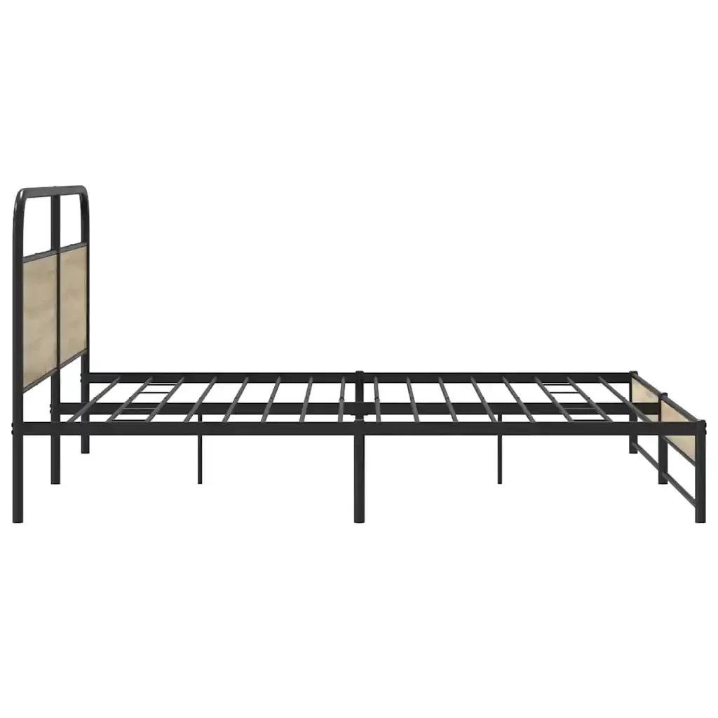 Letto matrimoniale | Letto per adulti | Giroletto senza Materaso in Metallo Rovere Fumo 200x200 cm - Image 6