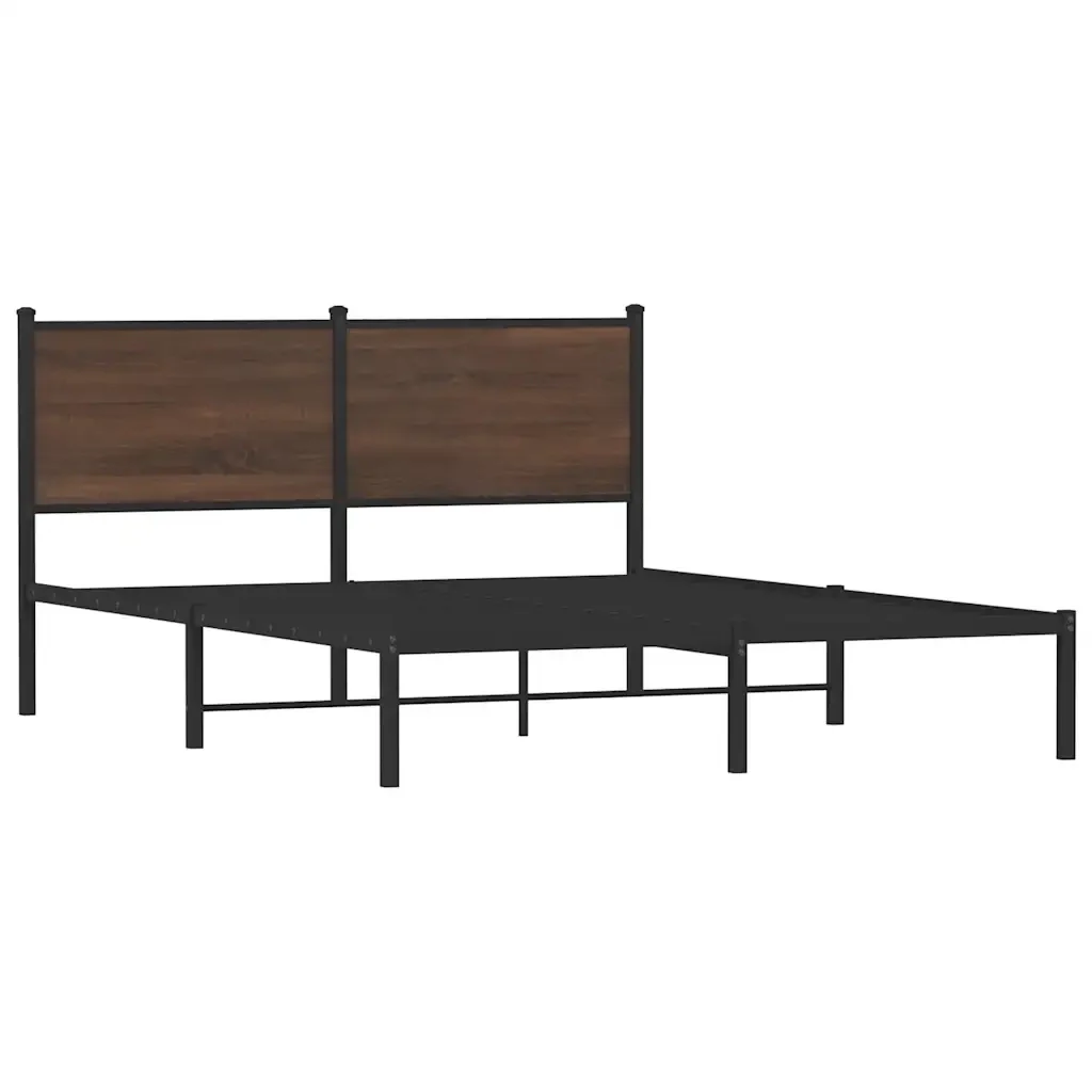 Letto matrimoniale | Letto per adulti | Giroletto senza Materaso in Metallo Rovere Marrone 137x190 cm - Image 3