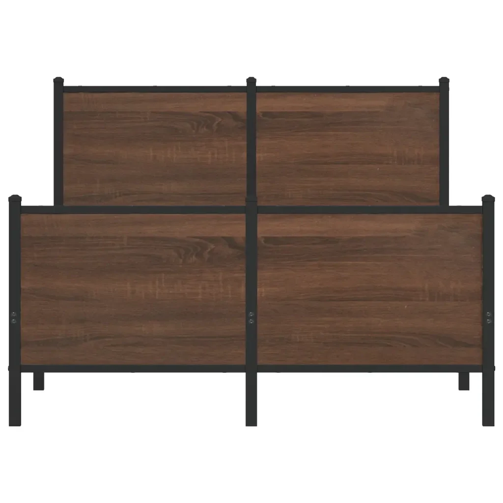 Letto matrimoniale | Letto per adulti | Giroletto senza Materaso in Metallo Rovere Marrone 137x190 cm - Image 5