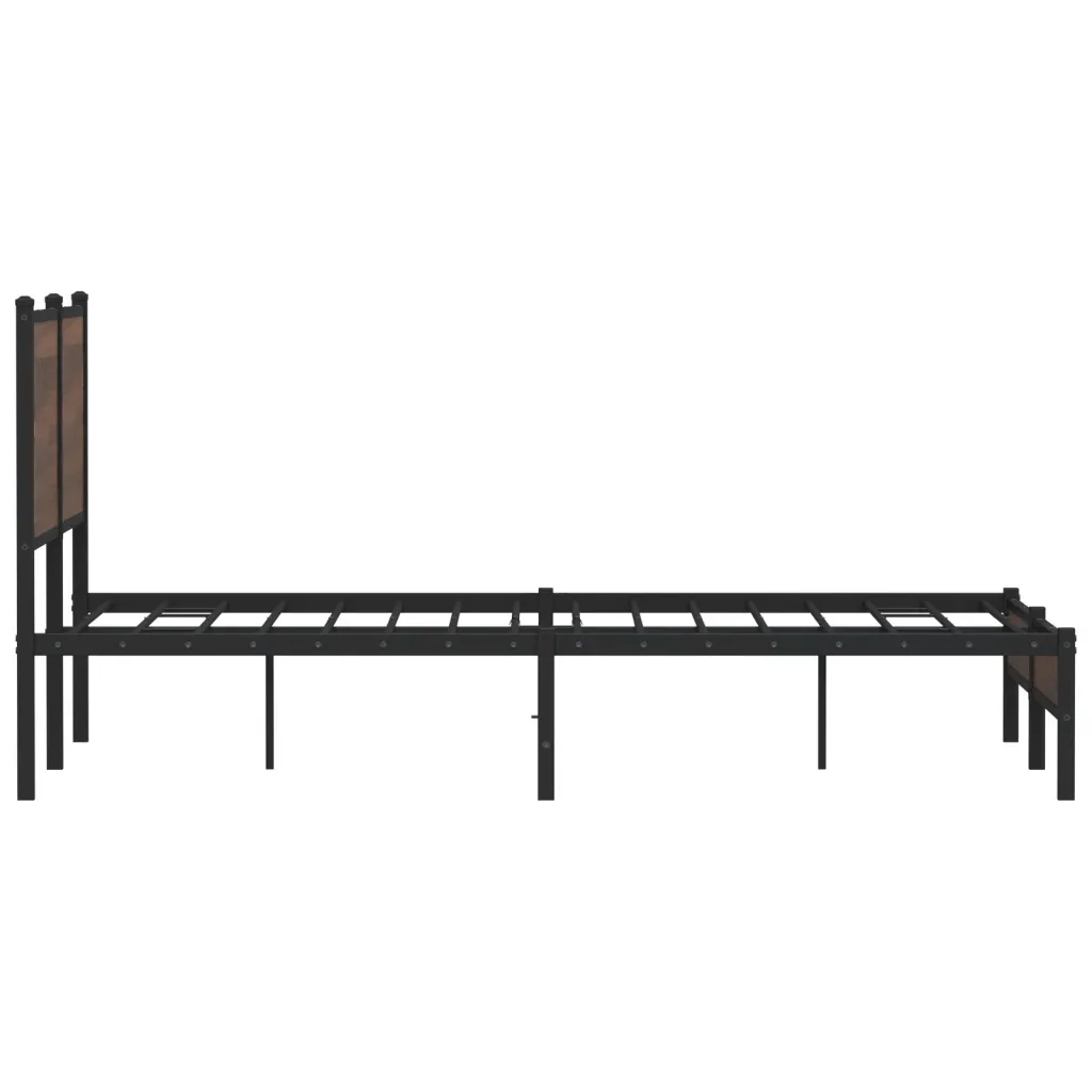 Letto matrimoniale | Letto per adulti | Giroletto senza Materaso in Metallo Rovere Marrone 137x190 cm - Image 6