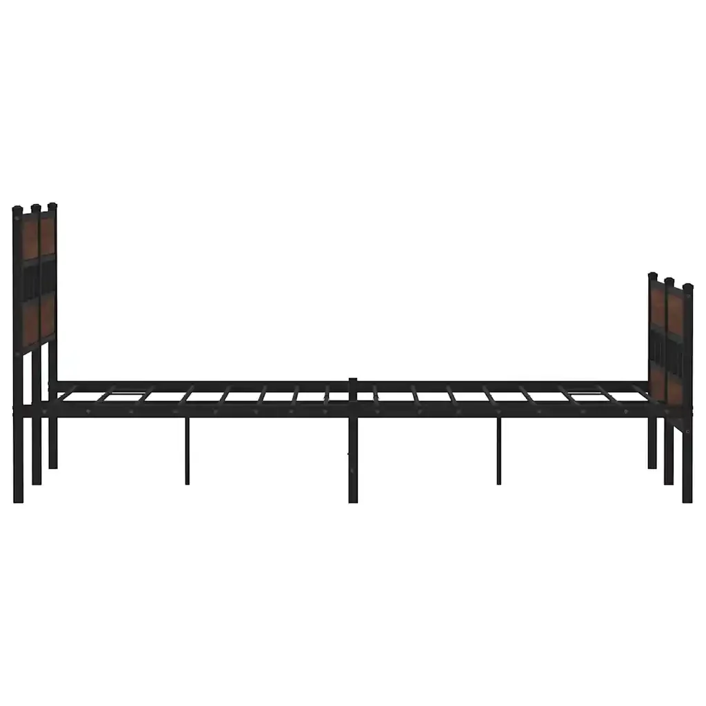 Letto matrimoniale | Letto per adulti | Giroletto senza Materaso in Metallo Rovere Marrone 150x200 cm - Image 5