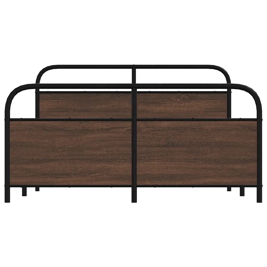 Letto matrimoniale | Letto per adulti | Giroletto senza Materaso in Metallo Rovere Marrone 150x200 cm - Image 5