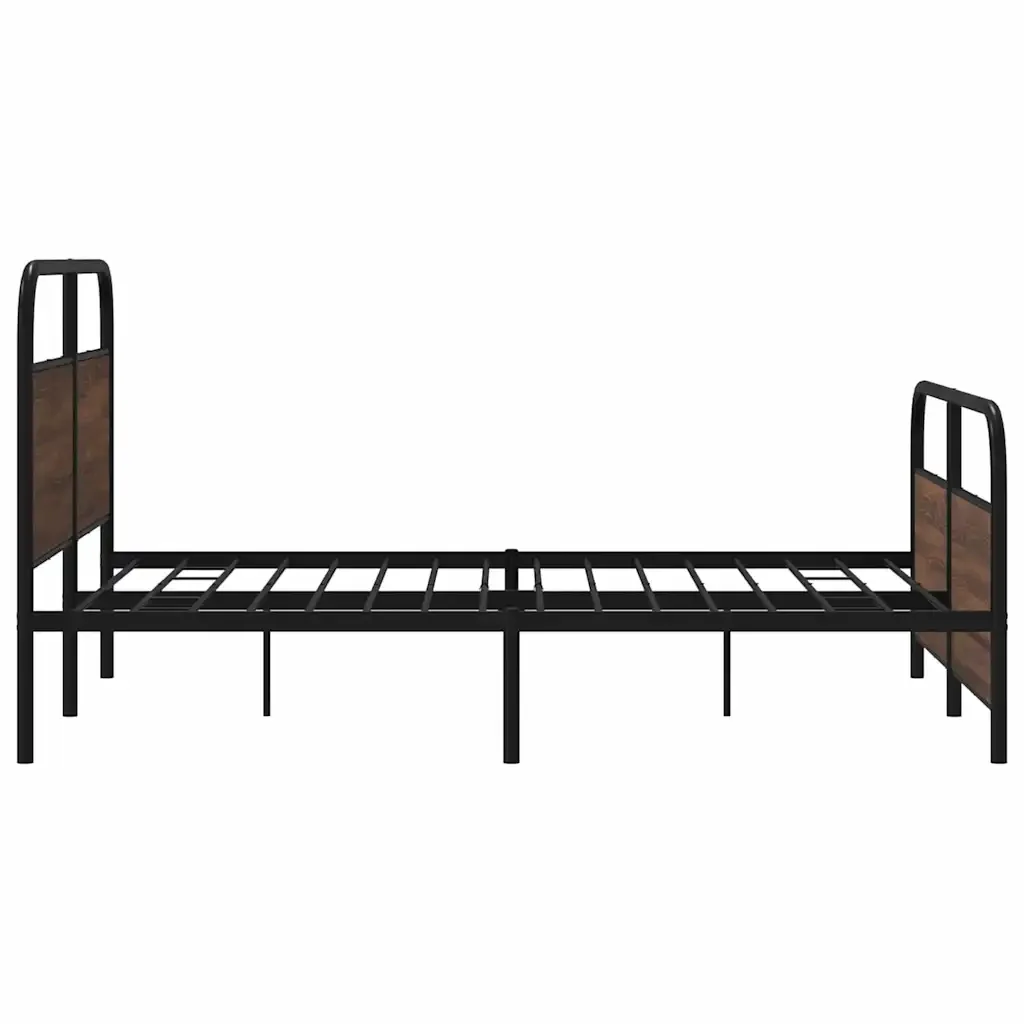 Letto matrimoniale | Letto per adulti | Giroletto senza Materaso in Metallo Rovere Marrone 150x200 cm - Image 6