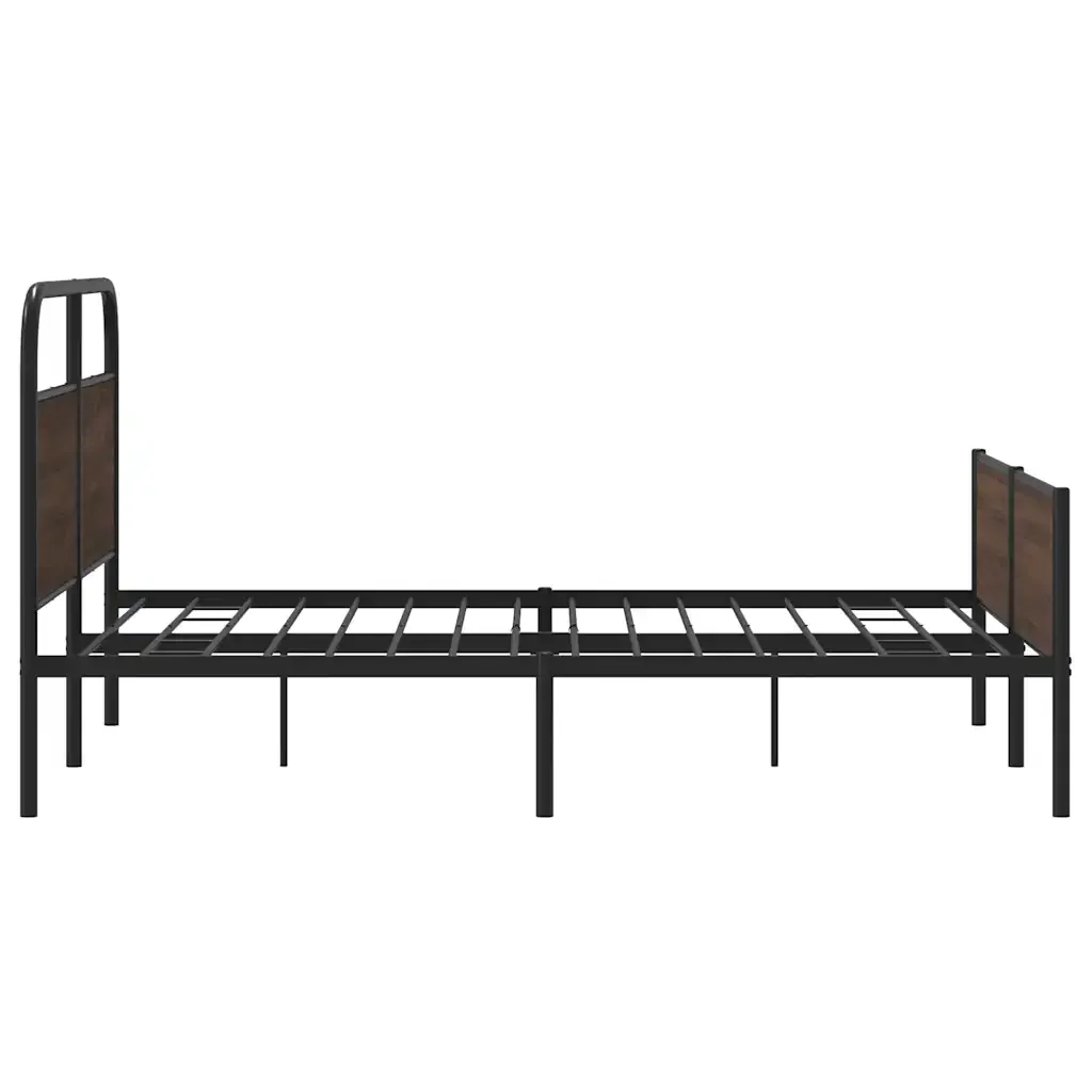 Letto matrimoniale | Letto per adulti | Giroletto senza Materaso in Metallo Rovere Marrone 150x200 cm - Image 6