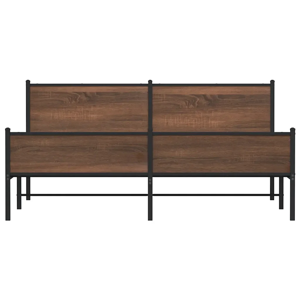 Letto matrimoniale | Letto per adulti | Giroletto senza Materaso in Metallo Rovere Marrone 160x200 cm - Image 5