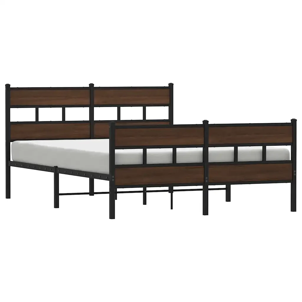 Letto matrimoniale | Letto per adulti | Giroletto senza Materaso in Metallo Rovere Marrone 160x200 cm