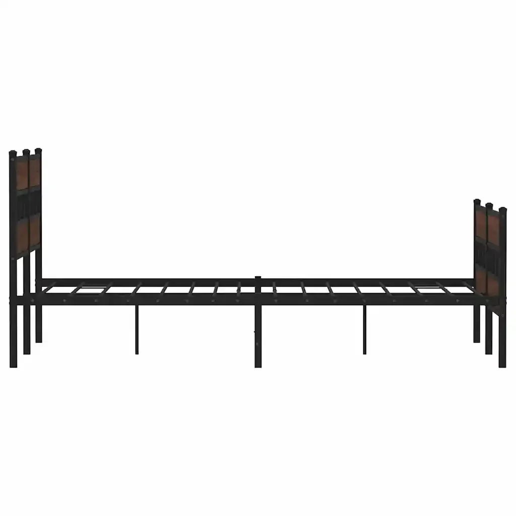 Letto matrimoniale | Letto per adulti | Giroletto senza Materaso in Metallo Rovere Marrone 160x200 cm - Image 5