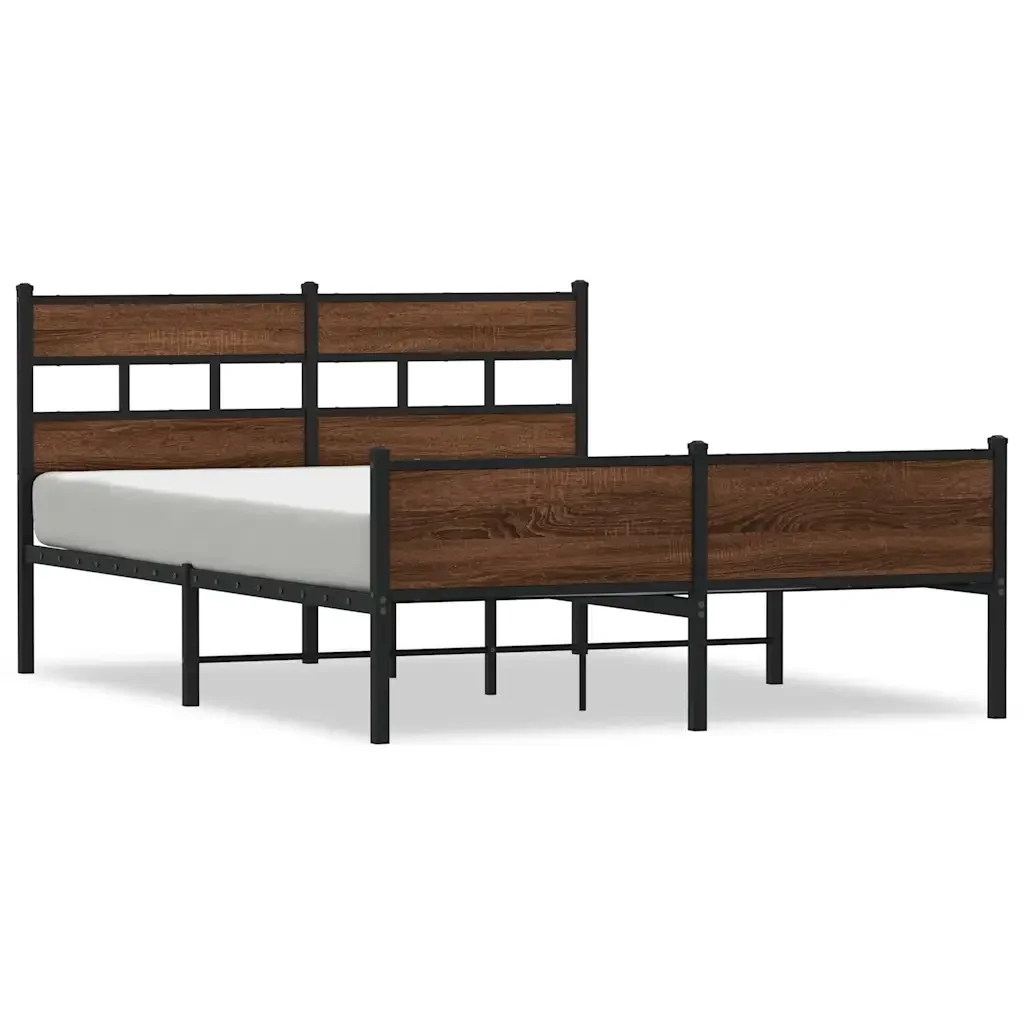 Letto matrimoniale | Letto per adulti | Giroletto senza Materaso in Metallo Rovere Marrone 160x200 cm