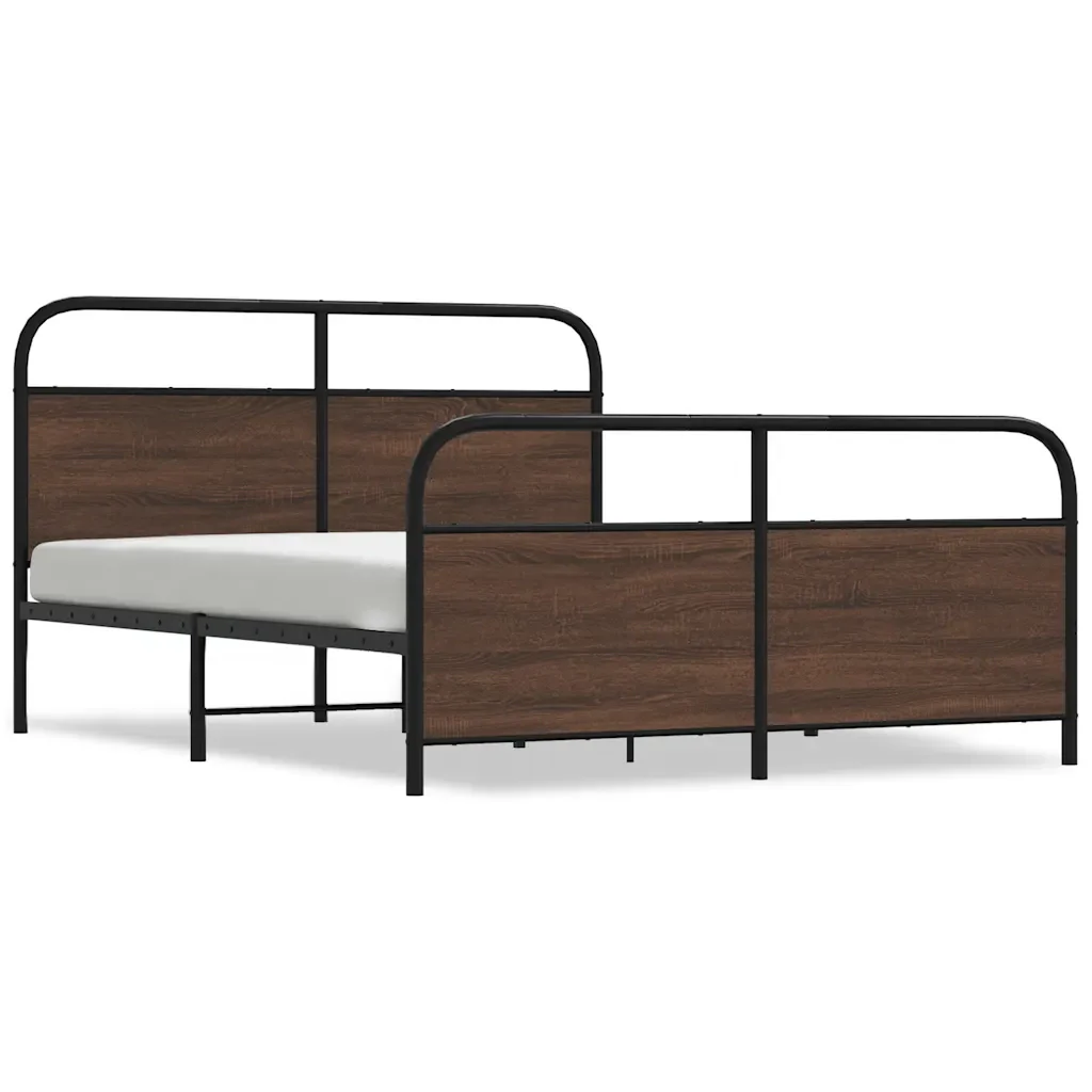 Letto matrimoniale | Letto per adulti | Giroletto senza Materaso in Metallo Rovere Marrone 160x200 cm