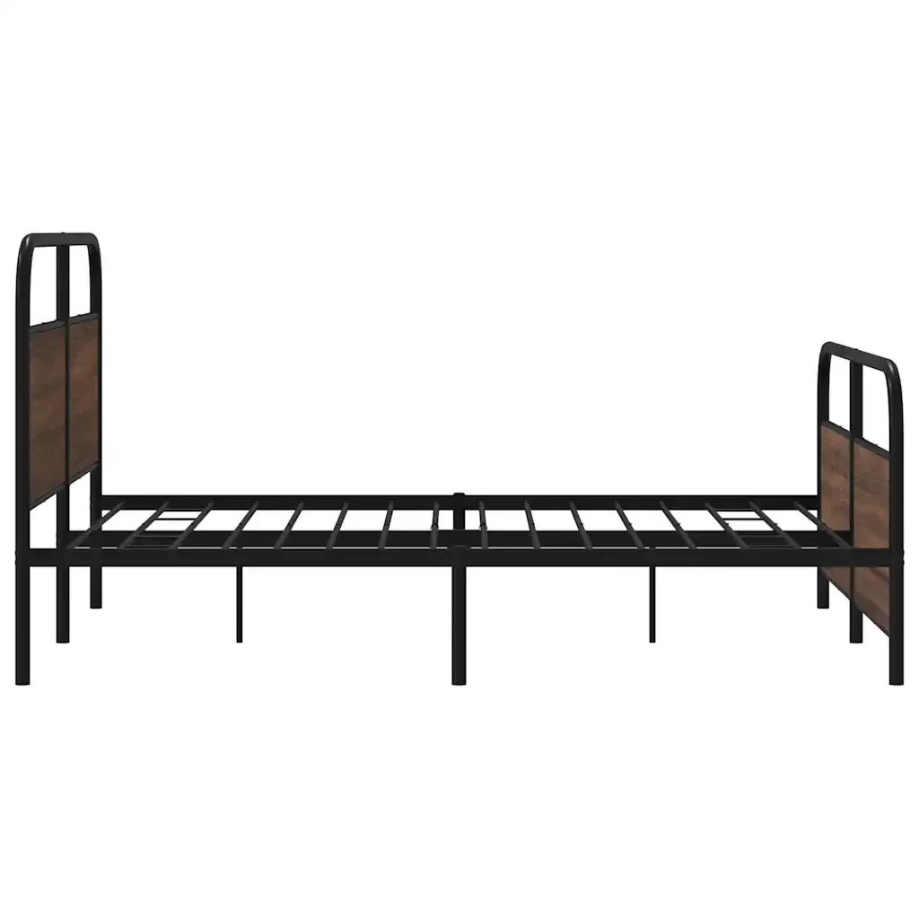Letto matrimoniale | Letto per adulti | Giroletto senza Materaso in Metallo Rovere Marrone 160x200 cm - Image 6