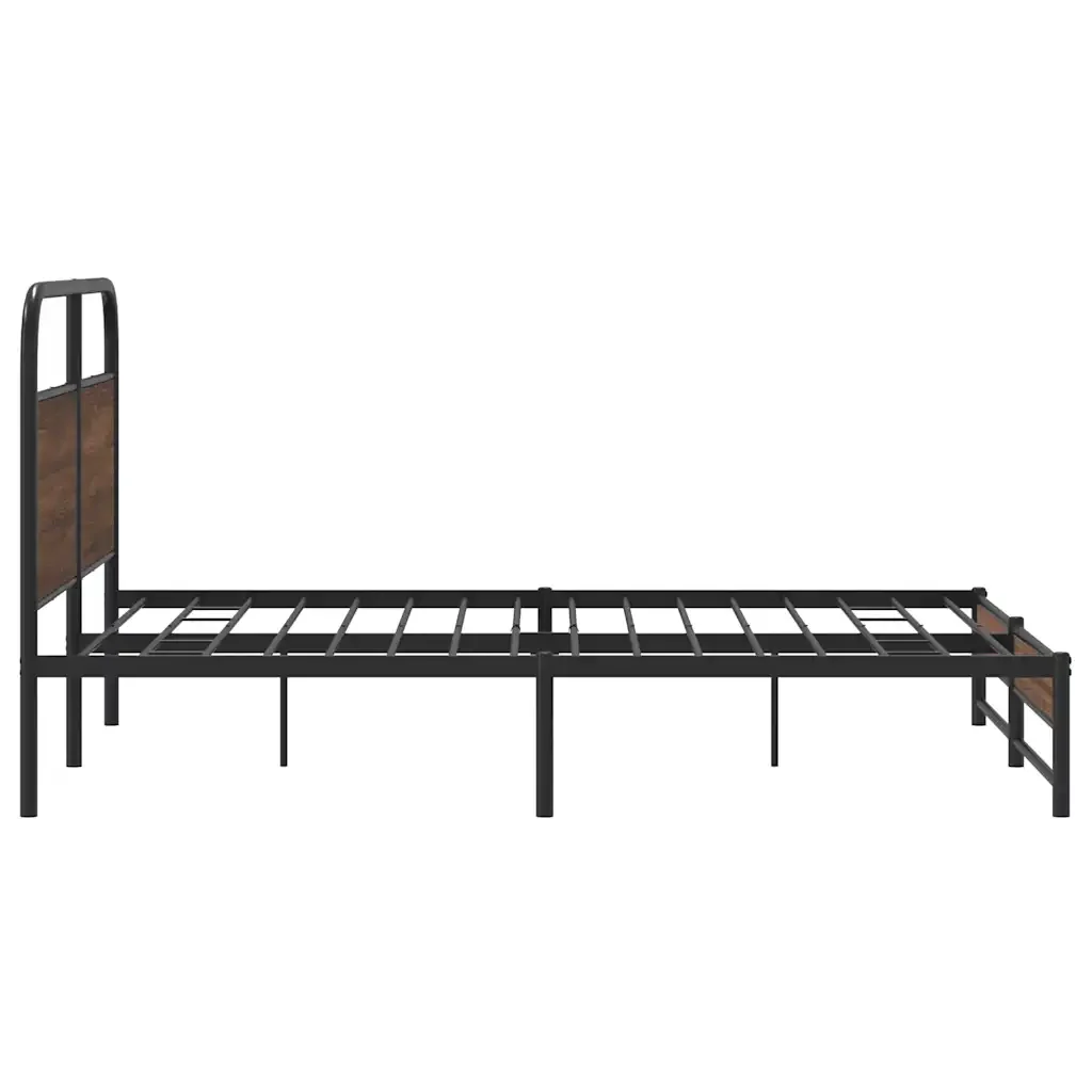 Letto matrimoniale | Letto per adulti | Giroletto senza Materaso in Metallo Rovere Marrone 160x200 cm - Image 6