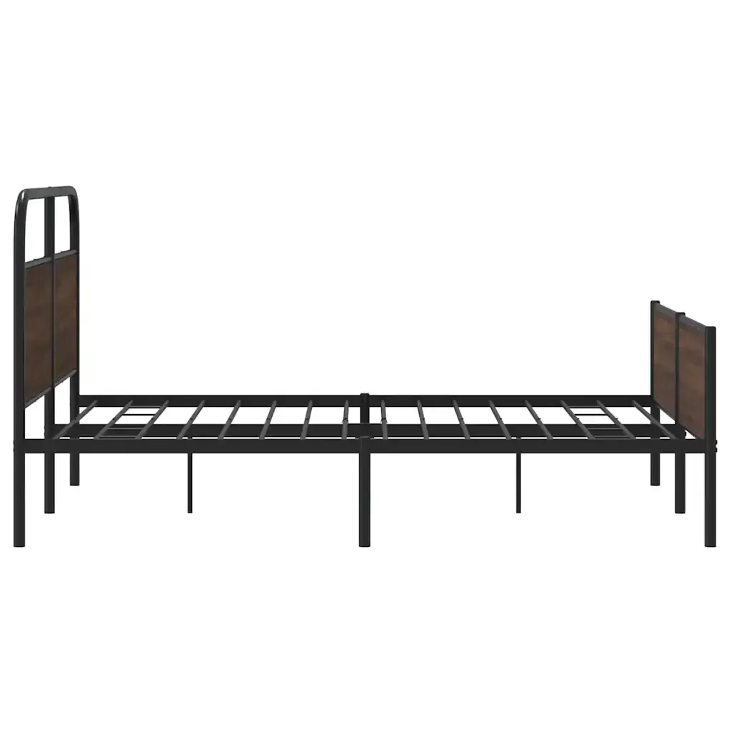 Letto matrimoniale | Letto per adulti | Giroletto senza Materaso in Metallo Rovere Marrone 160x200 cm - Image 6