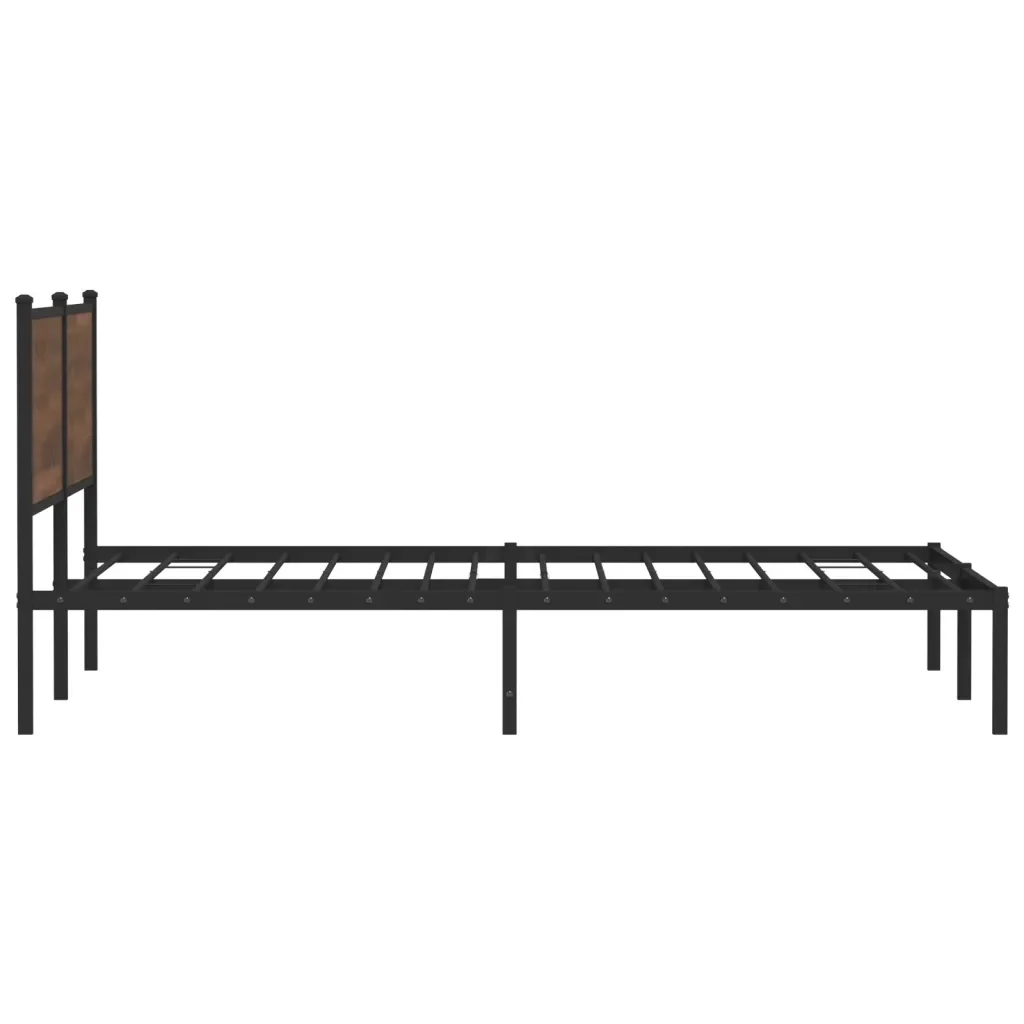 Letto matrimoniale | Letto per adulti | Giroletto senza Materaso in Metallo Rovere Marrone 160x200 cm - Image 6