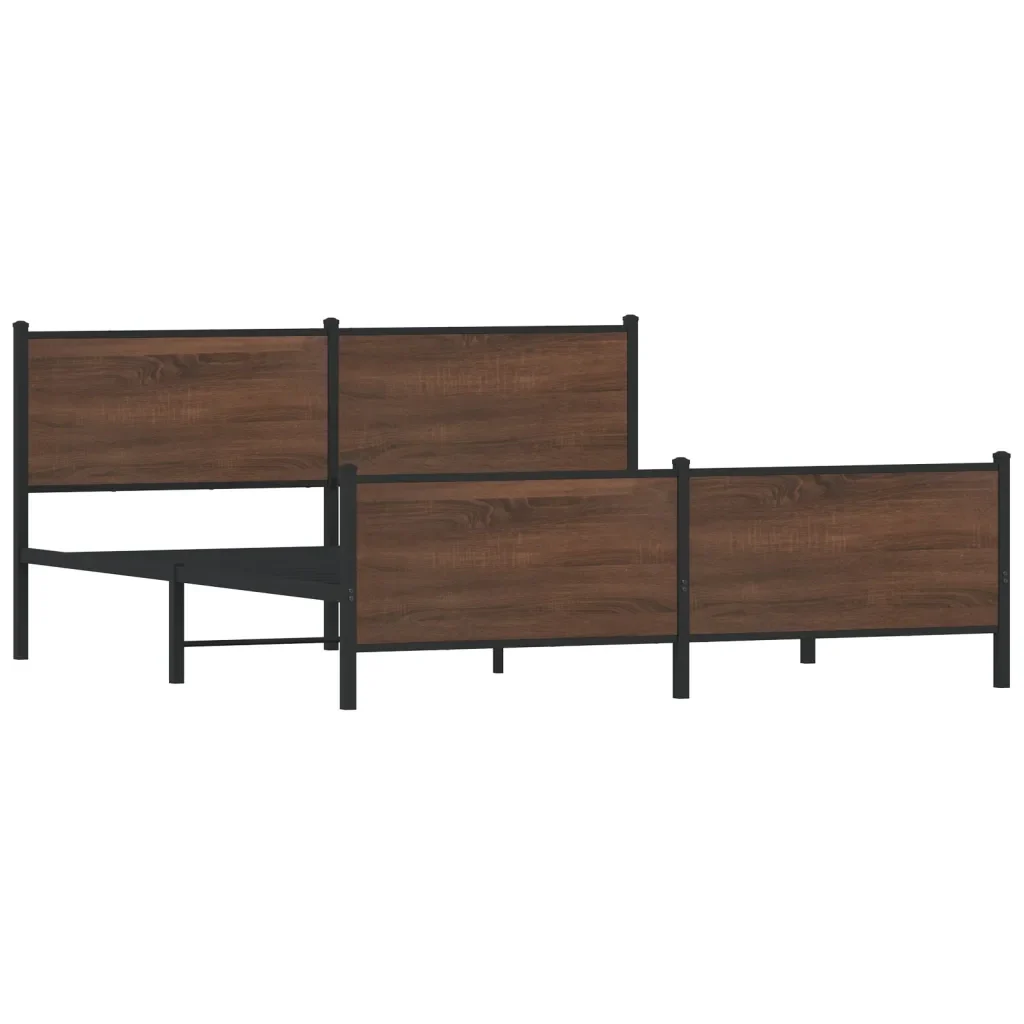 Letto matrimoniale | Letto per adulti | Giroletto senza Materaso in Metallo Rovere Marrone 180x200 cm - Image 5