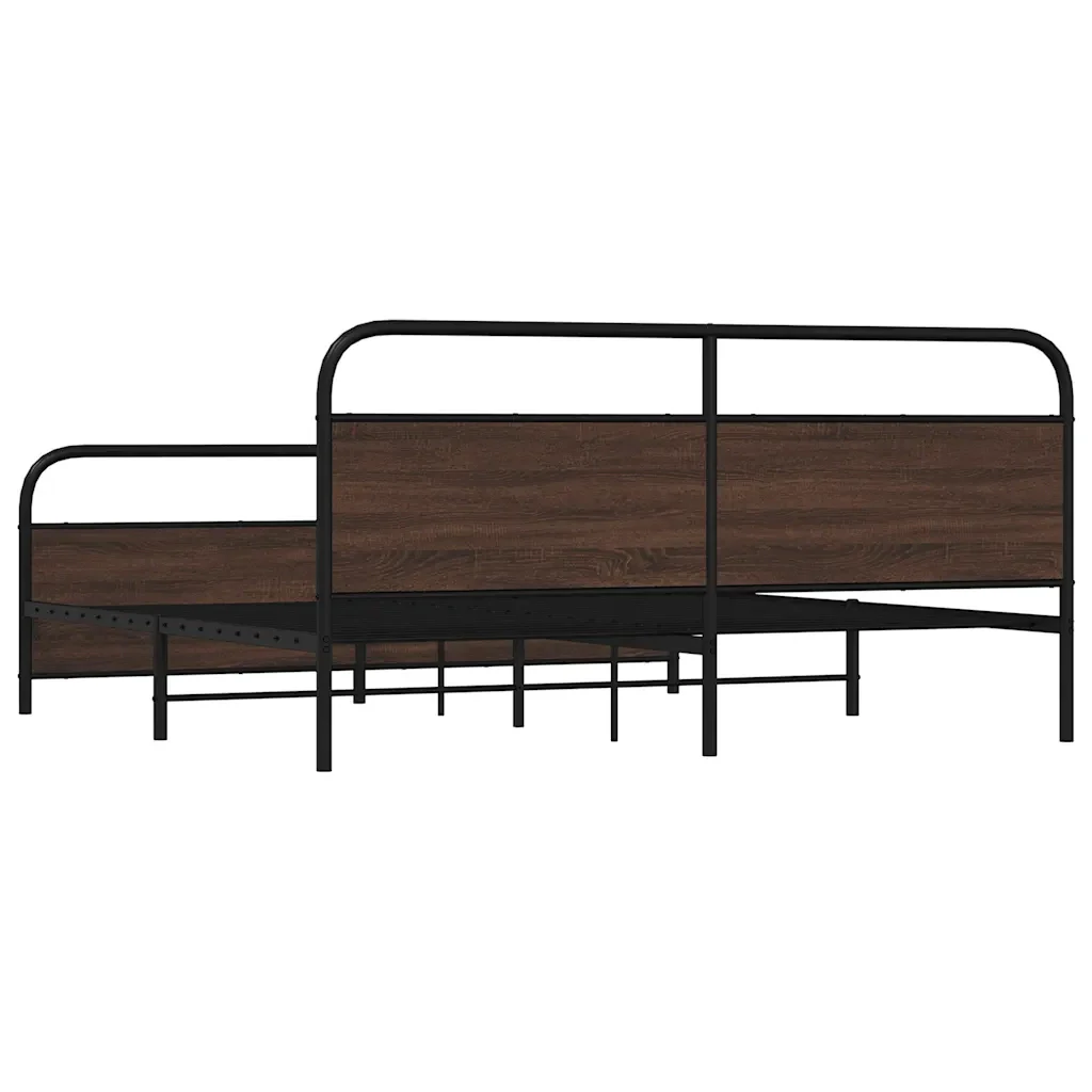 Letto matrimoniale | Letto per adulti | Giroletto senza Materaso in Metallo Rovere Marrone 180x200 cm - Image 7