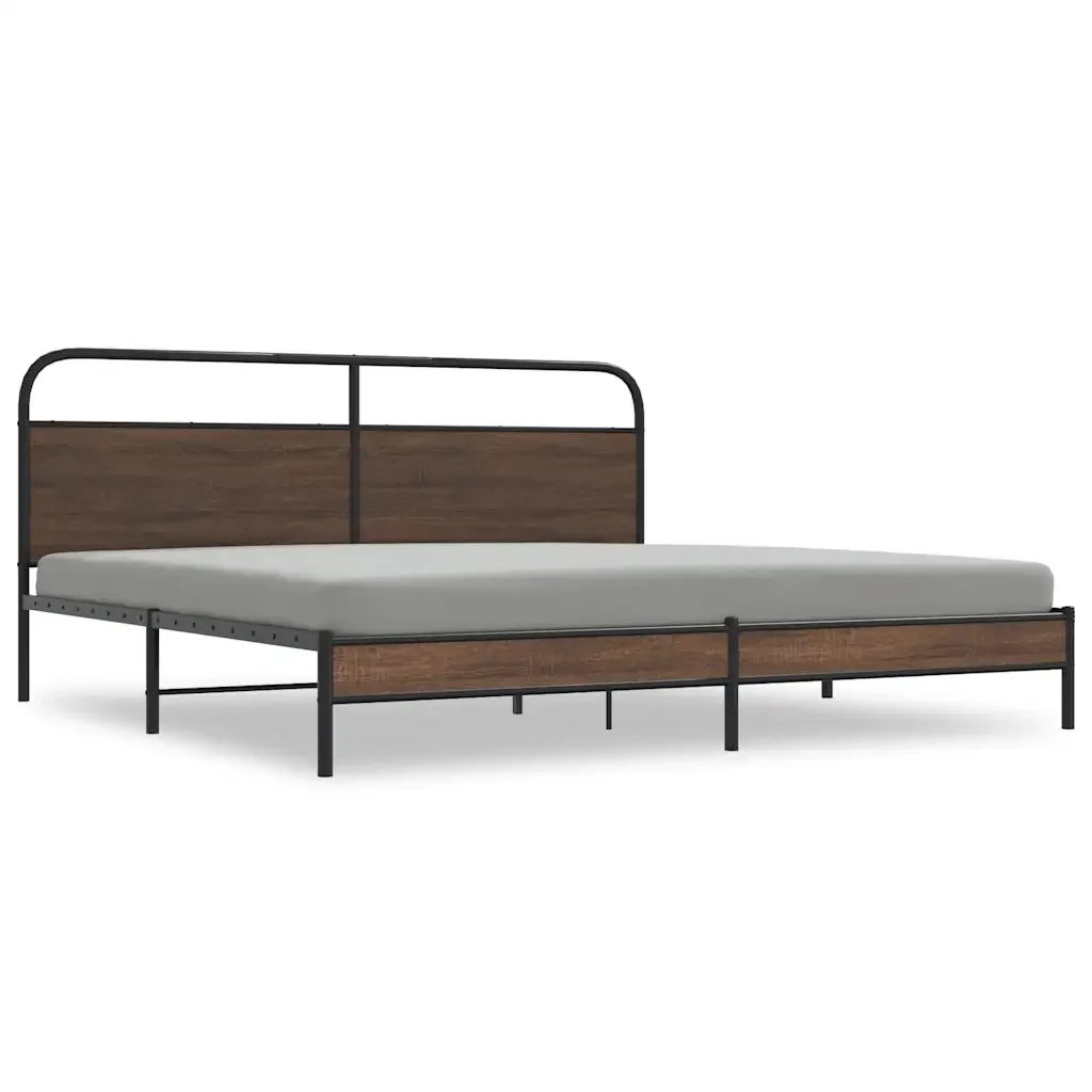 Letto matrimoniale | Letto per adulti | Giroletto senza Materaso in Metallo Rovere Marrone 180x200 cm
