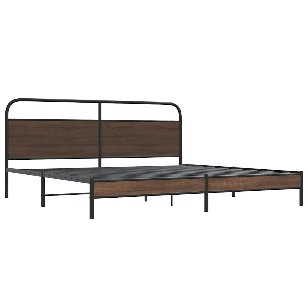 Letto matrimoniale | Letto per adulti | Giroletto senza Materaso in Metallo Rovere Marrone 180x200 cm - Image 3
