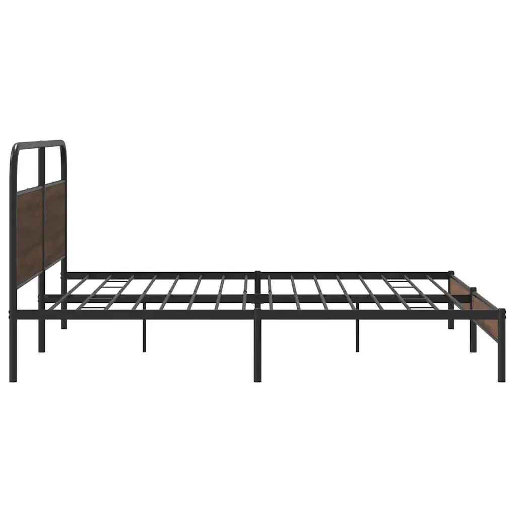 Letto matrimoniale | Letto per adulti | Giroletto senza Materaso in Metallo Rovere Marrone 180x200 cm - Image 6