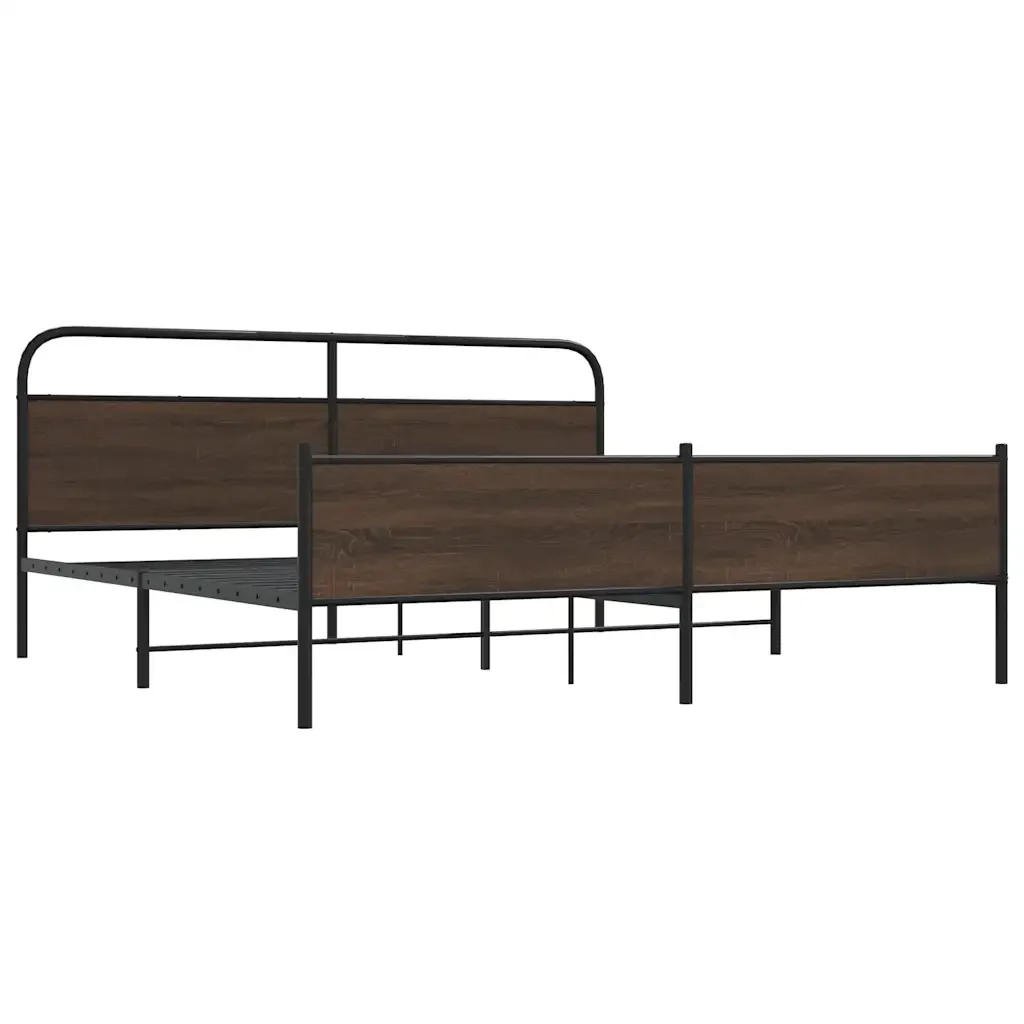 Letto matrimoniale | Letto per adulti | Giroletto senza Materaso in Metallo Rovere Marrone 180x200 cm - Image 3