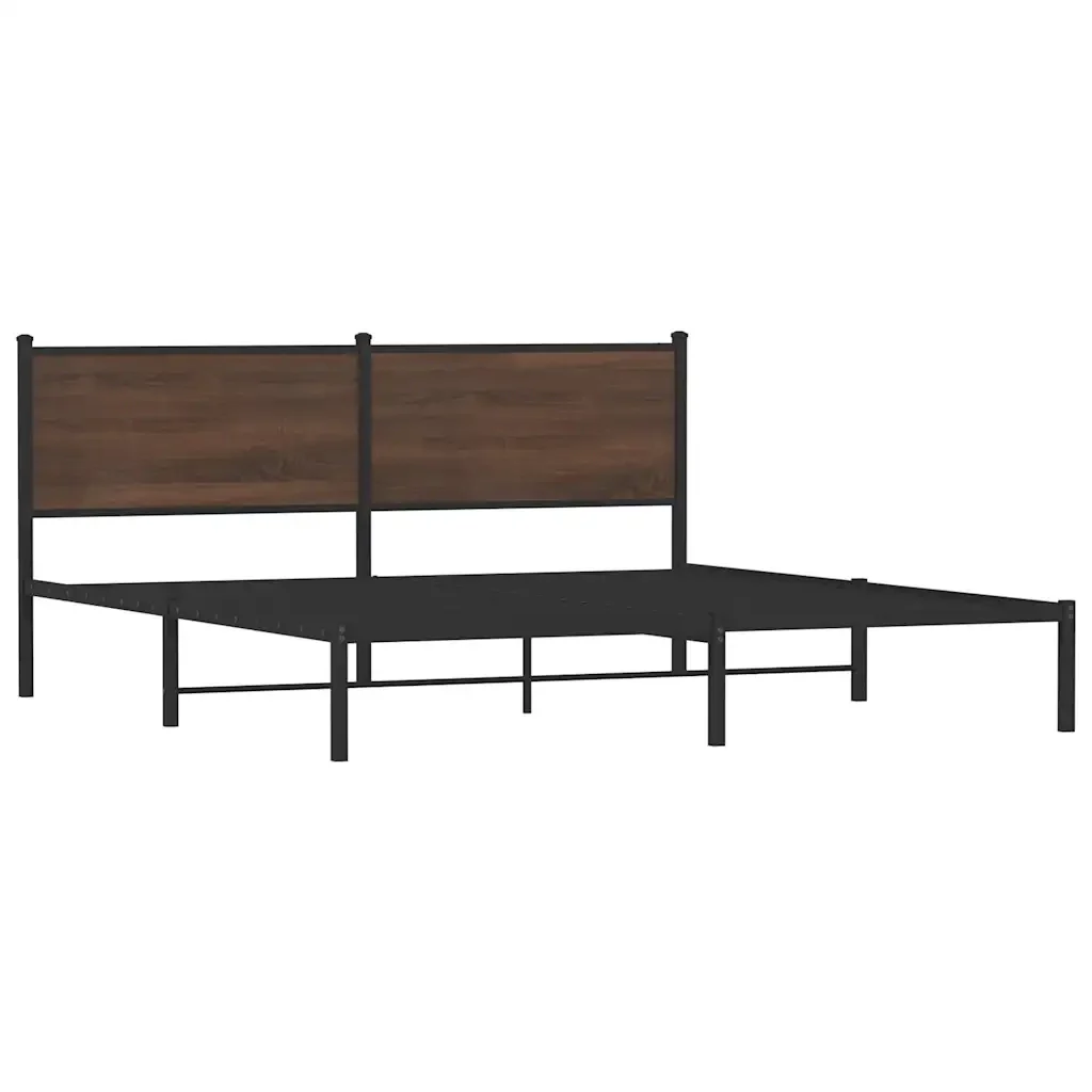 Letto matrimoniale | Letto per adulti | Giroletto senza Materaso in Metallo Rovere Marrone 180x200 cm - Image 4