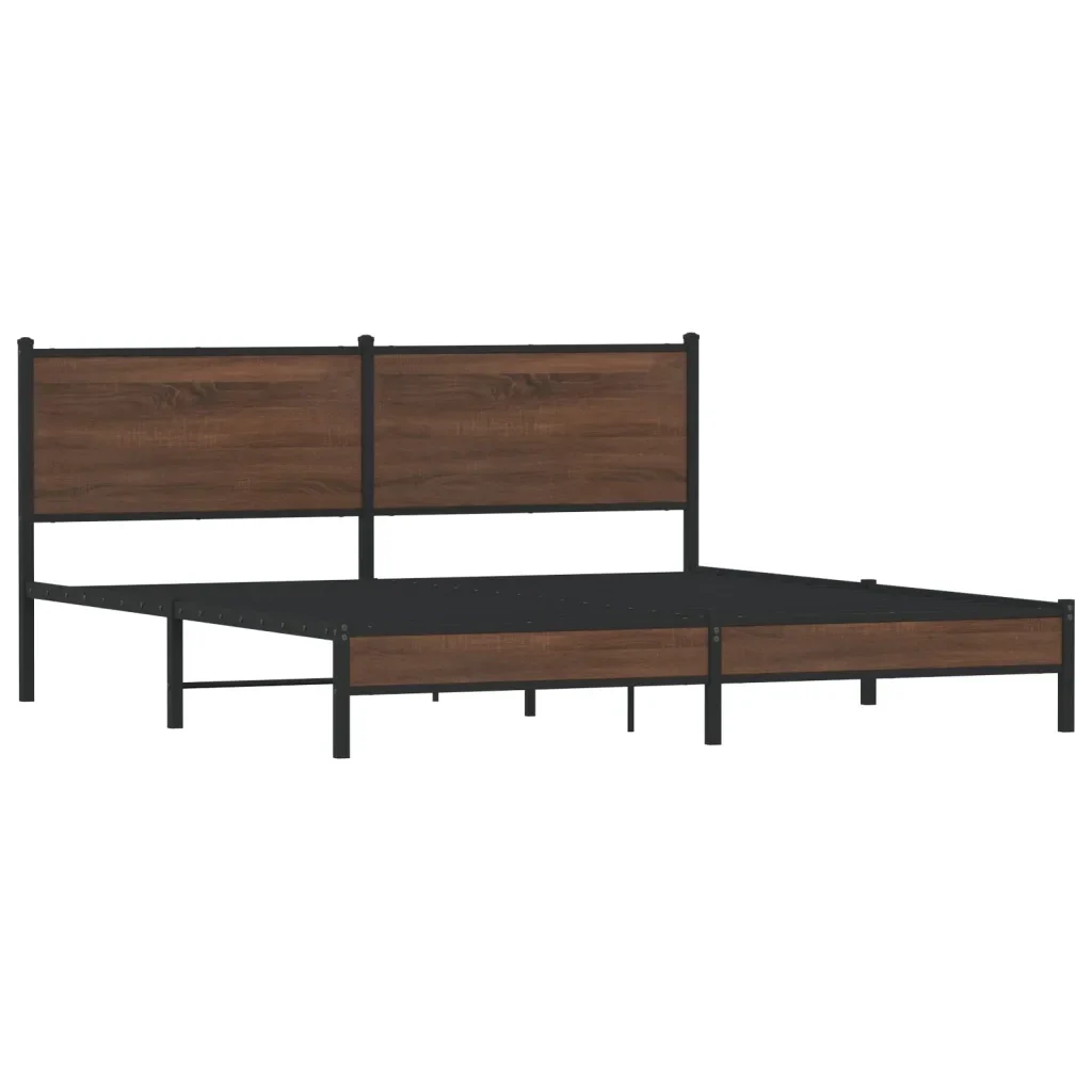 Letto matrimoniale | Letto per adulti | Giroletto senza Materaso in Metallo Rovere Marrone 180x200 cm - Image 3