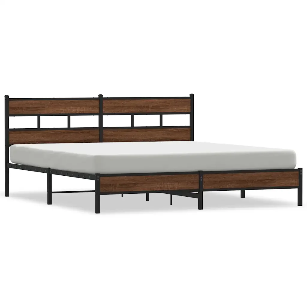 Letto matrimoniale | Letto per adulti | Giroletto senza Materaso in Metallo Rovere Marrone 180x200 cm