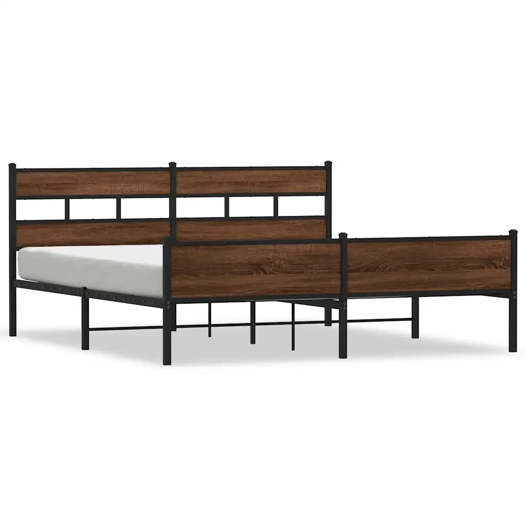 Letto matrimoniale | Letto per adulti | Giroletto senza Materaso in Metallo Rovere Marrone 180x200 cm