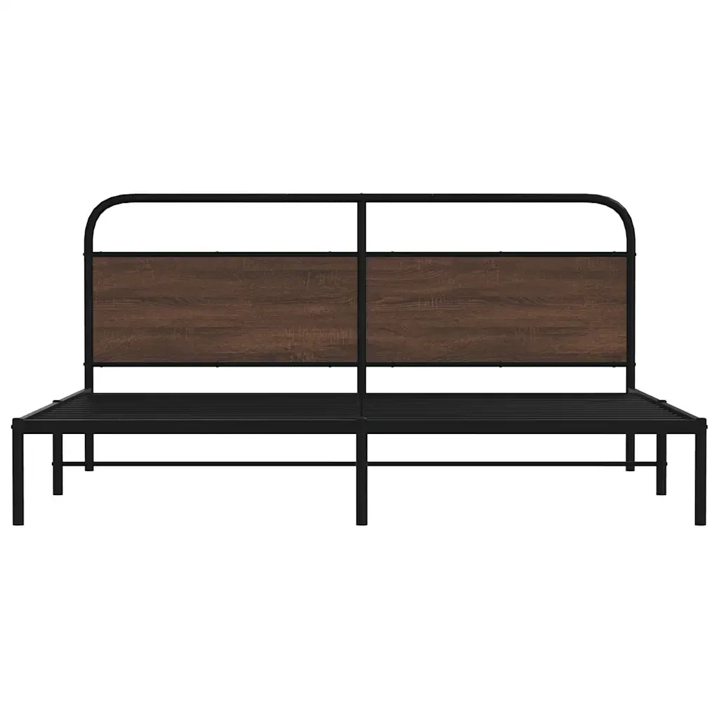 Letto matrimoniale | Letto per adulti | Giroletto senza Materaso in Metallo Rovere Marrone 180x200 cm - Image 5