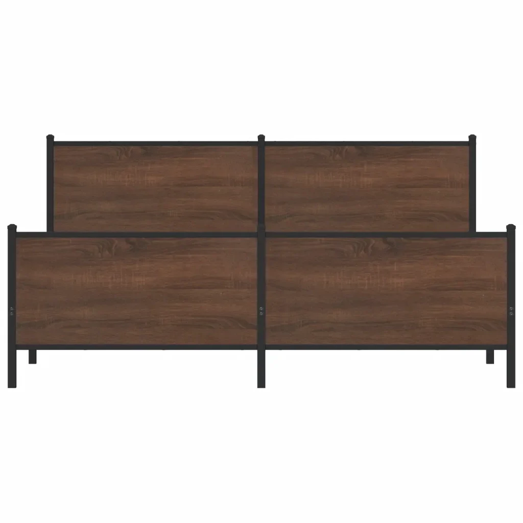 Letto matrimoniale | Letto per adulti | Giroletto senza Materaso in Metallo Rovere Marrone 183x213 cm - Image 5